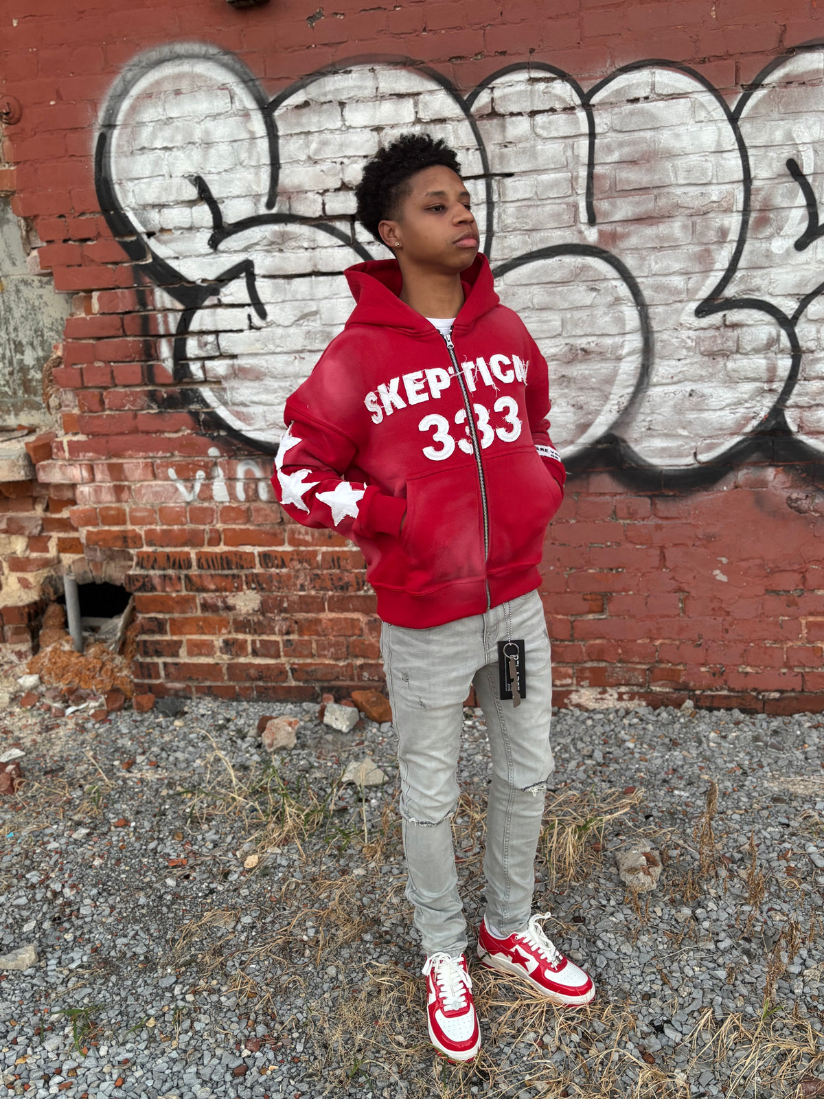 Red Sketical Hoodie - Skeptical