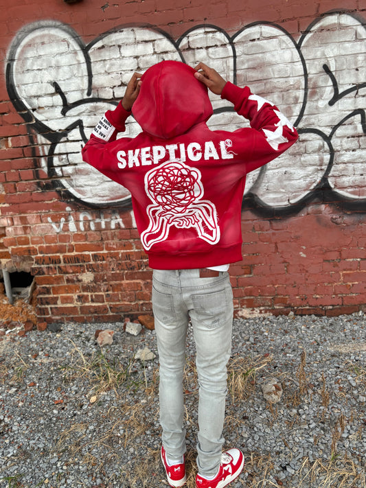 Red Sketical Hoodie - Skeptical