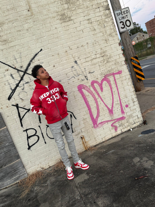 Red Sketical Hoodie - Skeptical